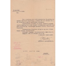 Antall József (1896-1974) politikus, miniszter géppel írt, barna tintával, sk. aláírt levele