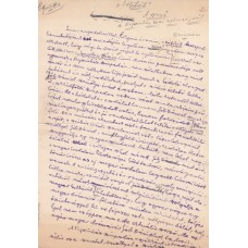 Vajda Ernő (1886-1954) író, újságíró beszédének lila tintával, sk. írt, aláírt, teljes kézirata
