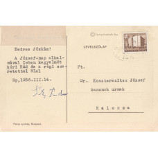 Sík Sándor (1889-1963) költő, műfordító géppel írt, kék golyóstollal, sk. aláírt képeslapja