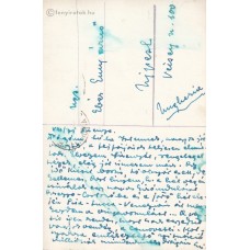 Passuth László (1900-1979) író kék tintávall írt, aláírt, sk. képeslapja édesanyja
