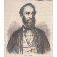 Jókai Mór (1825-1904) író fametszetű portréja
